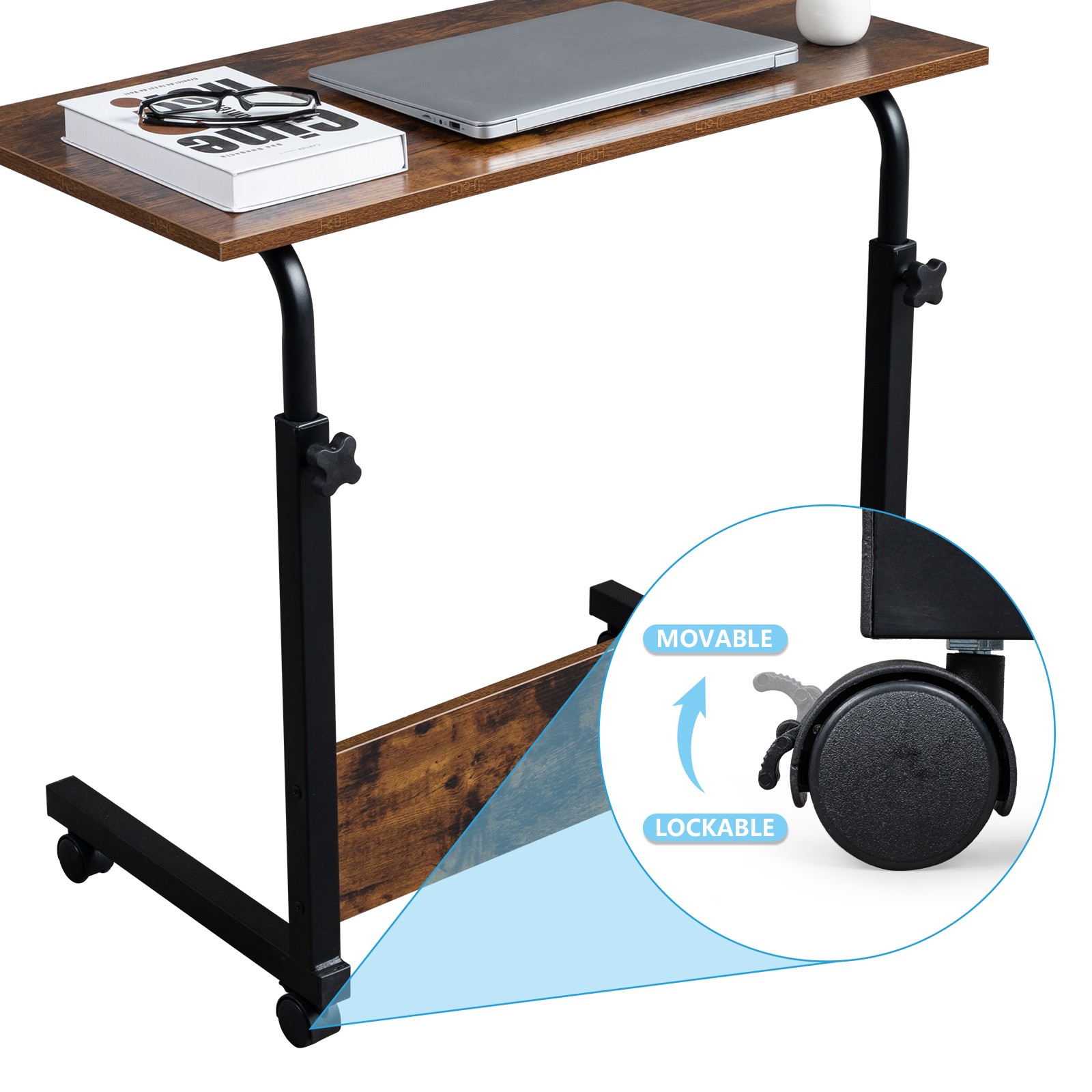 Height Adjustable Mobile Table Side Table Workstation Laptop Overbed Multi Table