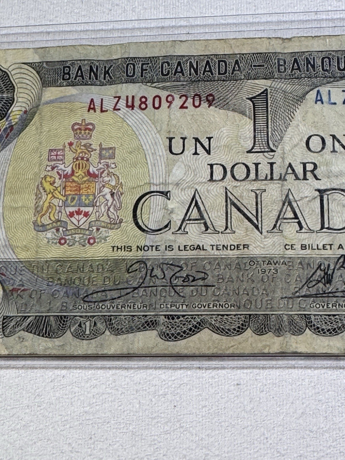 1973 Canada 1 Dollar Banknote Crow Bouey P# 85c