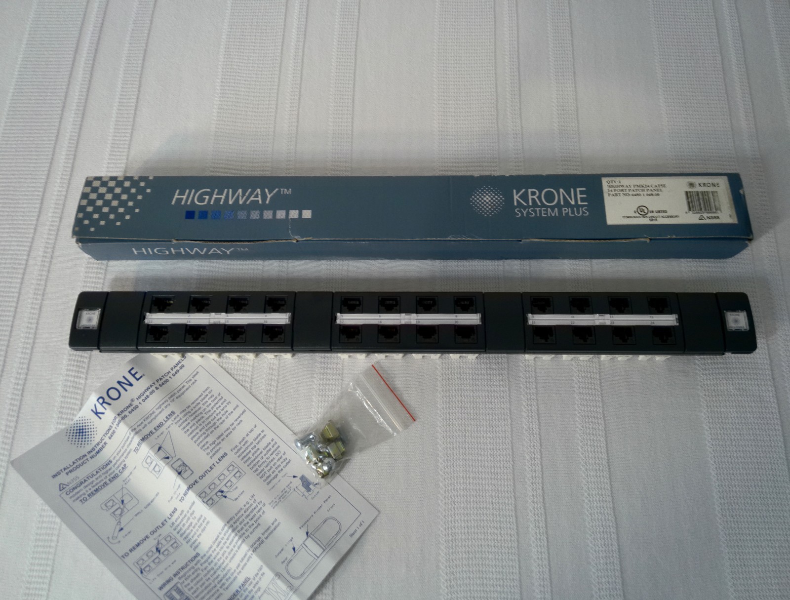 KRONE HIGHWAY 19" 24 Port PATCH PANEL part no: 6450 1 048-00 Ethernet