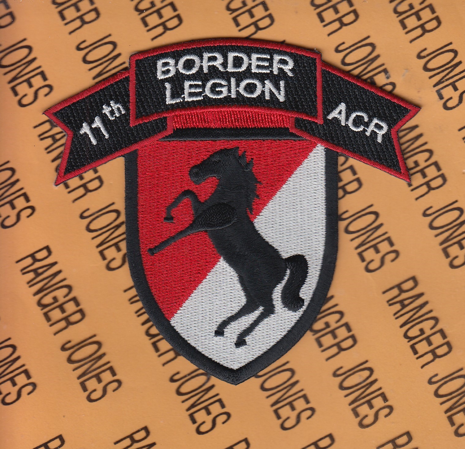 11th ACR Armored Cavalry Regt BORDER LEGION 4.25" shoulder patch & scroll