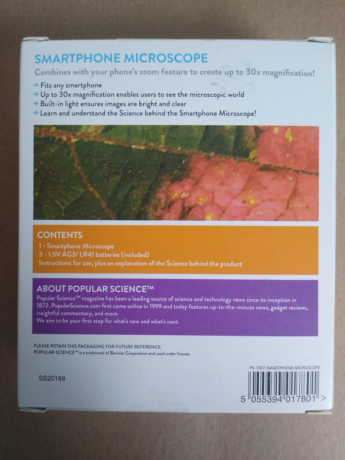 WOW! Stuff Popular Science Smartphone Microscope 30x Magnifier Fits any STEAM