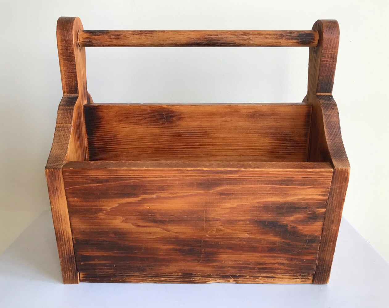 Rustic Vintage Wooden Desk Organizer Tabletop Hand Crafted with Handle, 2 Sides