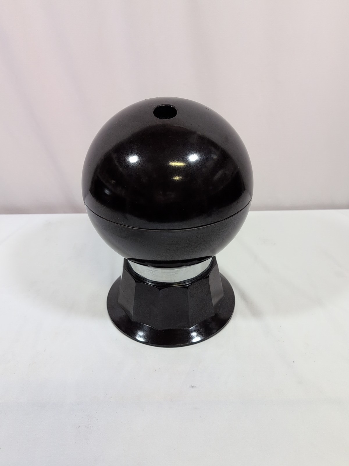 MCM Mid Century 1950s Bowling Ball Bar Whiskey Shot Glasses Music Box Brown Gold