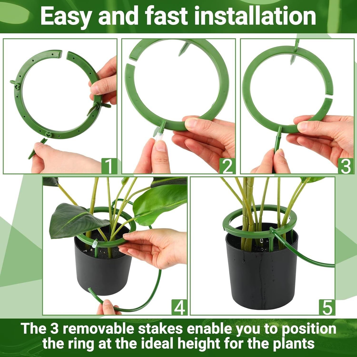 4-Pack Drip Irrigation Rings - 5-Inch Adjustable Watering Solution for Plants
