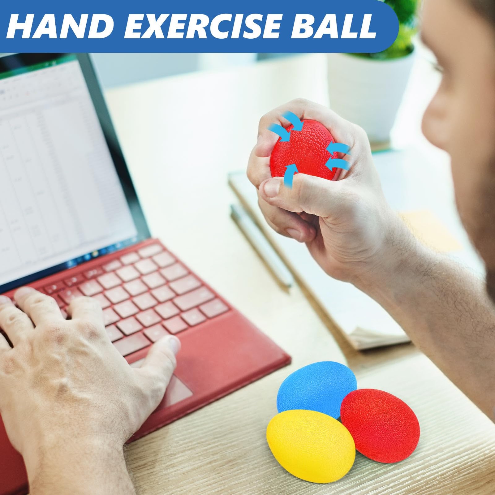 Grip Strength Trainer (8 Pack), Forearm Strengthener, Stress Balls for Adults...