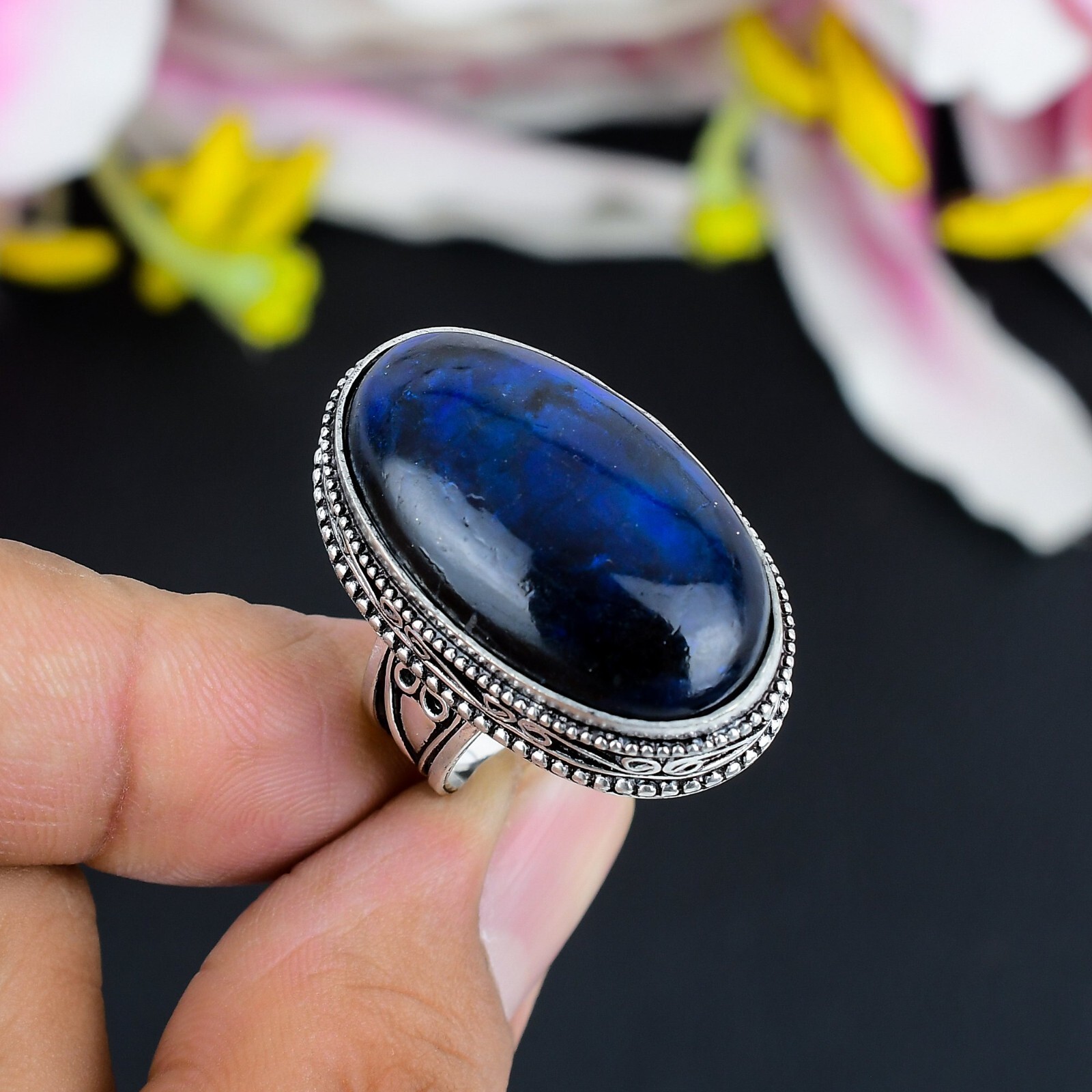 Blue Labradorite Ring Gemstone Handmade Jewelry 925 Sterling Silver Ring