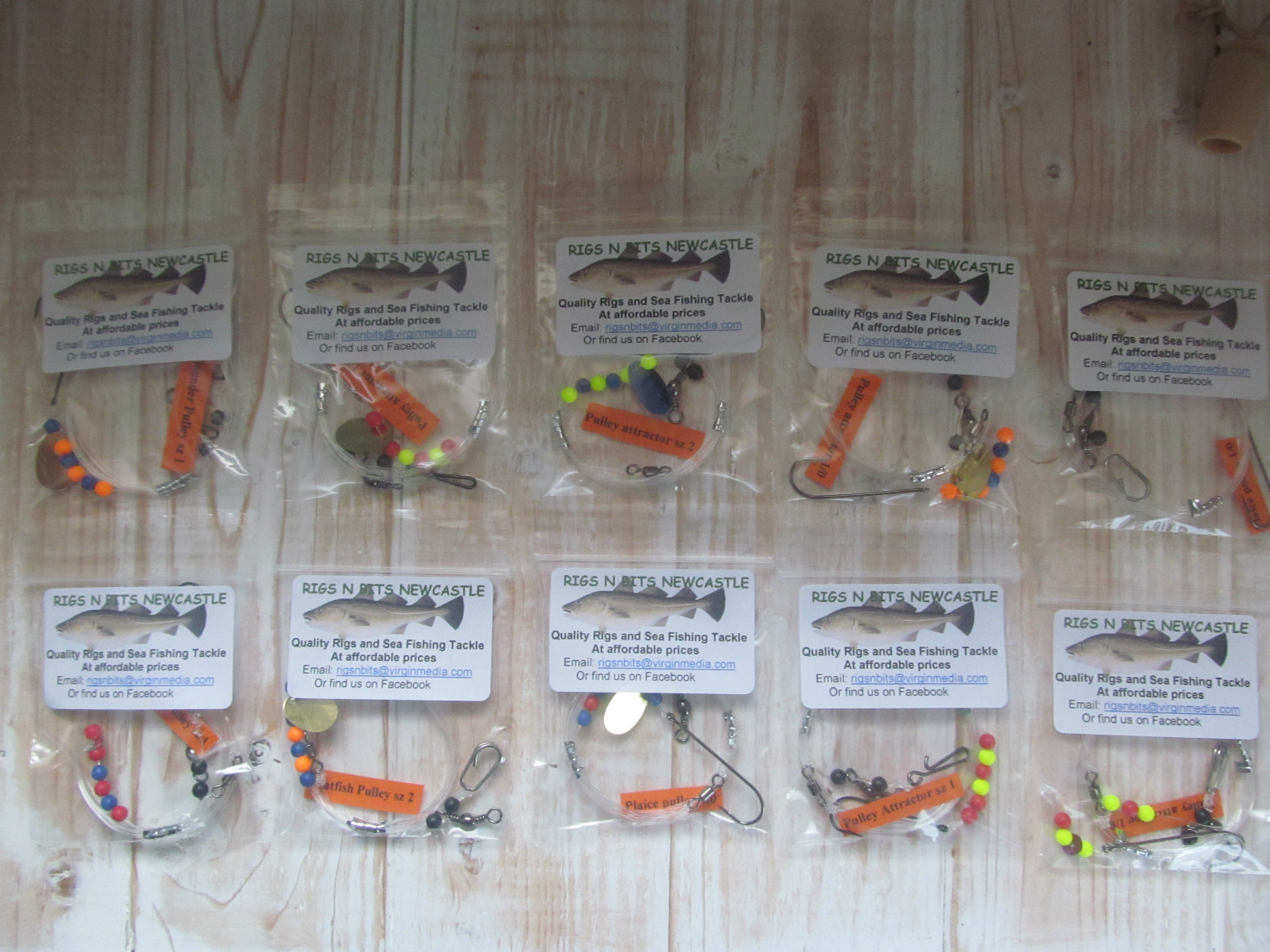 10 x Flatty Pulley Rigs - Sea Fishing Tackle, Hand tied Quality Sea Fishing Rigs