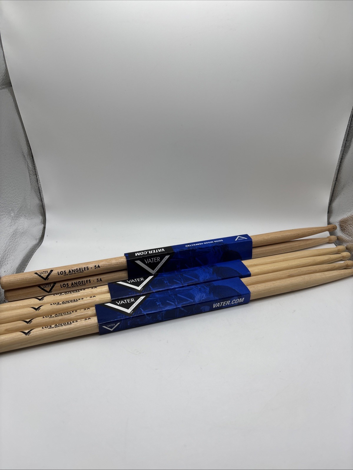 Vater Los Angeles 5A Hickory Drumsticks Wood Tip – Lot of 3 Pairs (VH5AW)