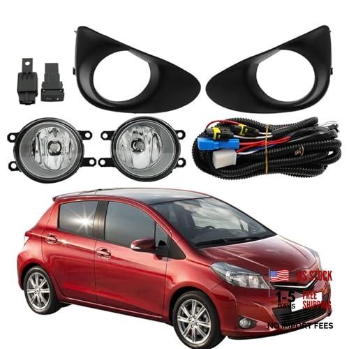 2Pcs Fog Lights Replacement for Yaris 2012-2014 Clear Lens with Front Bumper