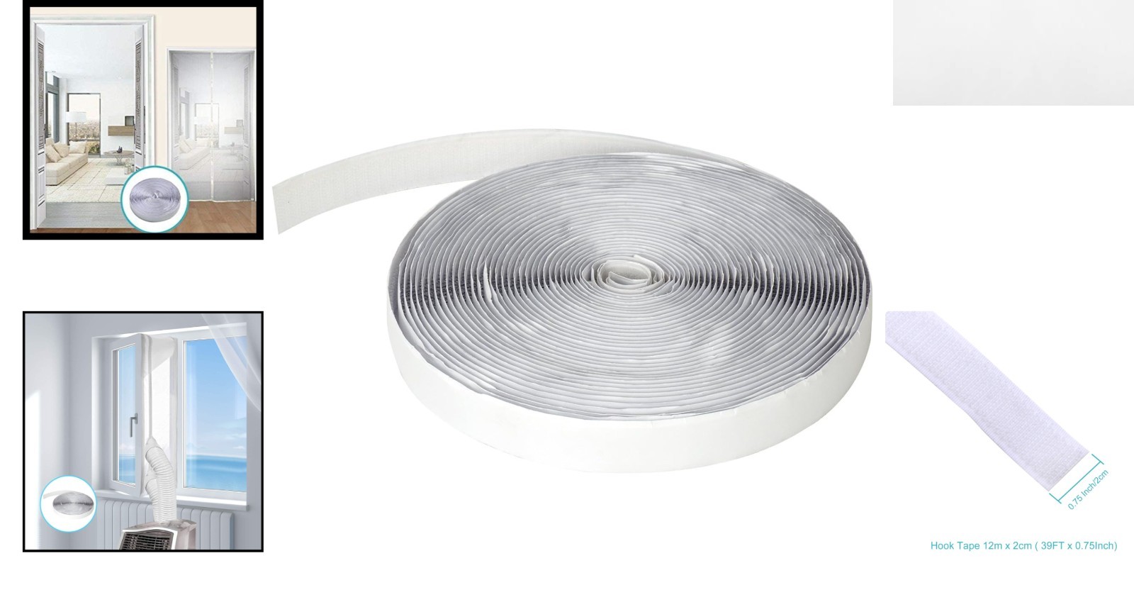 Durable 39FT x 0.75 Inch Adhesive Hook Tape for Smooth Surface Repairs