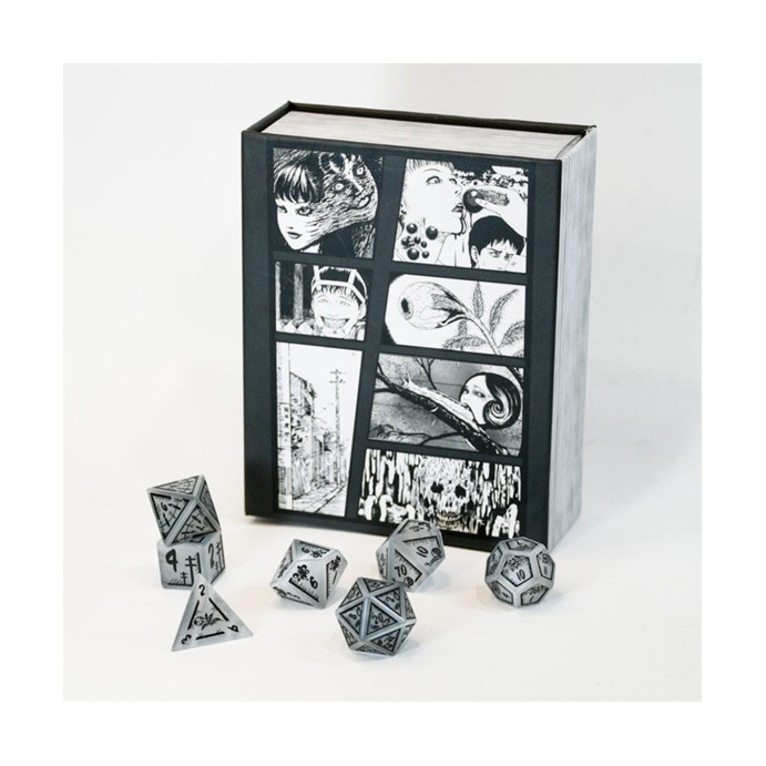 Misty Mountain Stone Dice Poly Set - Junji Ito Grey Cat's Eye (7) New