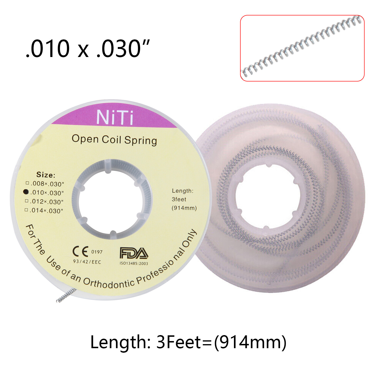1 Roll Dentales Orthodontic Niti Open Coil Spring Spool Dia.010 *030 " inch