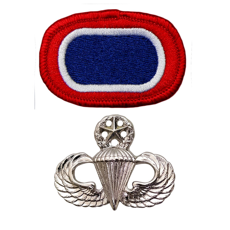 US 82nd Airborne Division OVAL EMBROIDERY PATCH+MASTER PARACHUTIST BADGE PIN