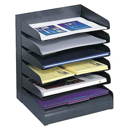 Safco 3128Bl Desk Tray, Black, Steel, 12 In W, 9 1/2 In L, 13 1/4 In H, 6