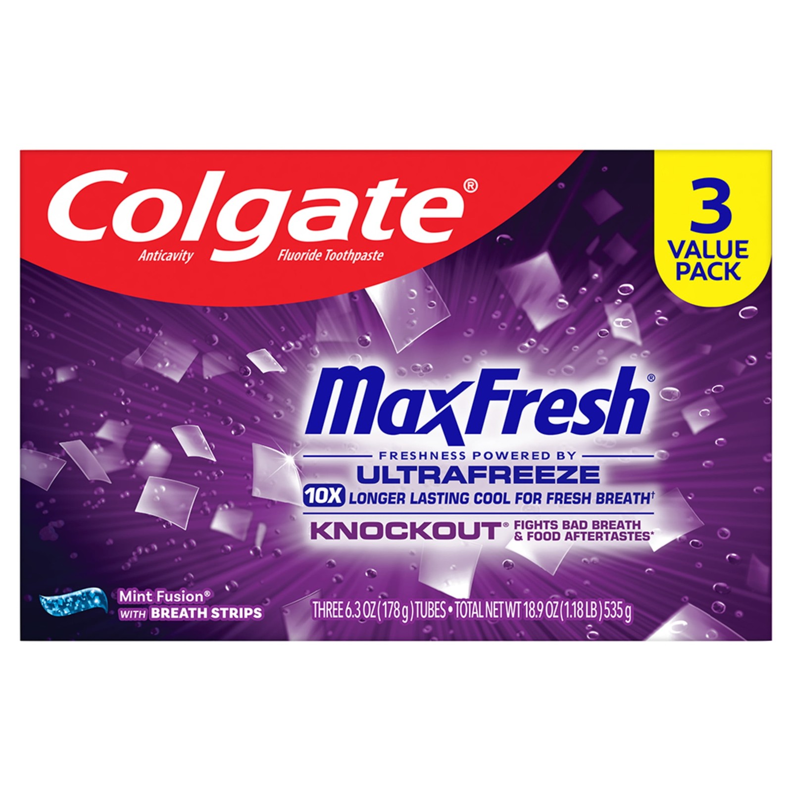 Colgate MaxFresh Knockout Mint Toothpaste, 3 Pack, 6.3 oz,NEW PRODUCT EXPLOSION