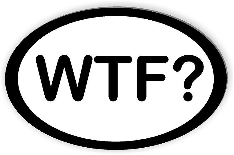 WTF OVAL magnet  Magnetic Bumper 5.5"x3.5 Funny Bumper Safety