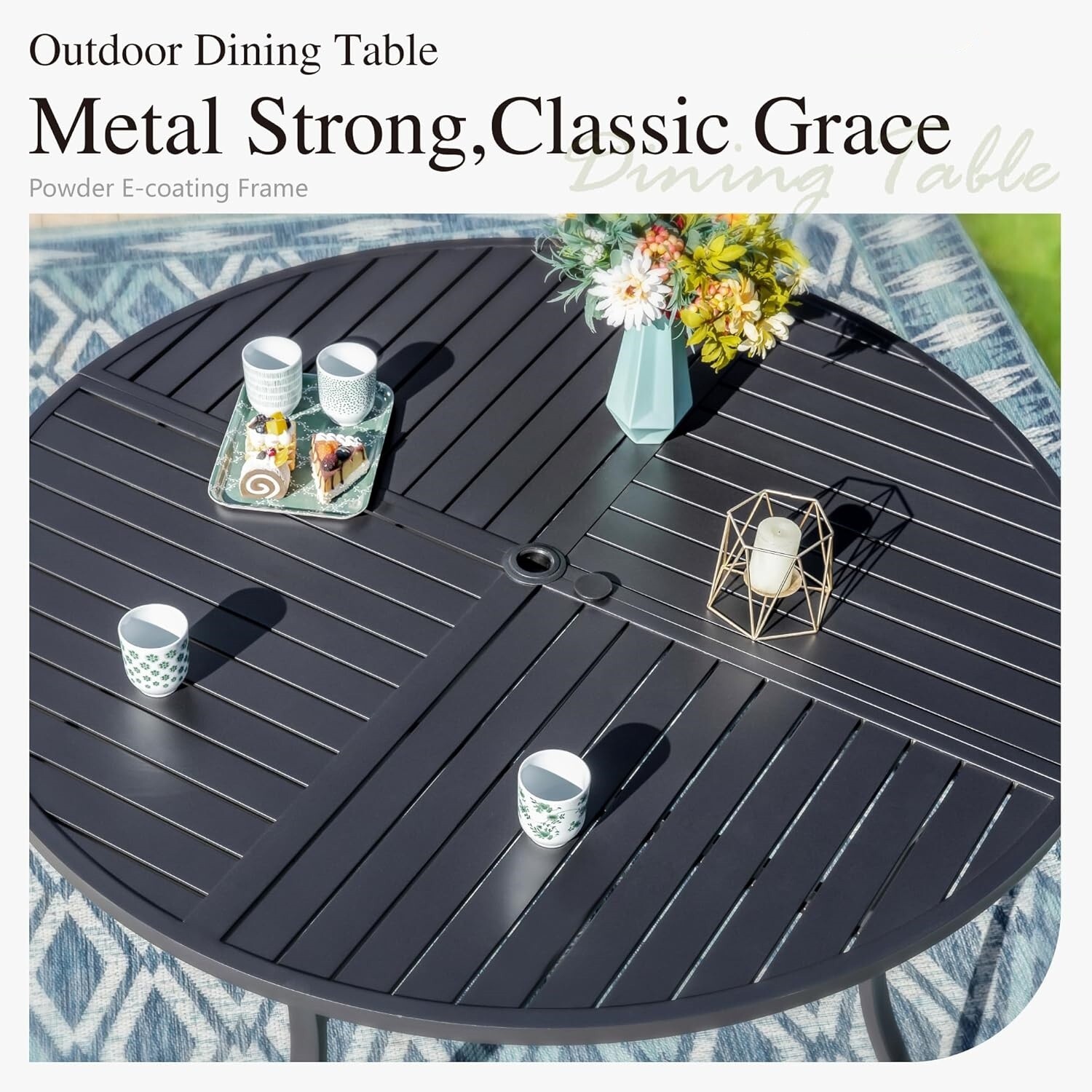 5 Pcs Outdoor Dining Set Patio Furniture Set Aluminum Lightweight Chairs & Table