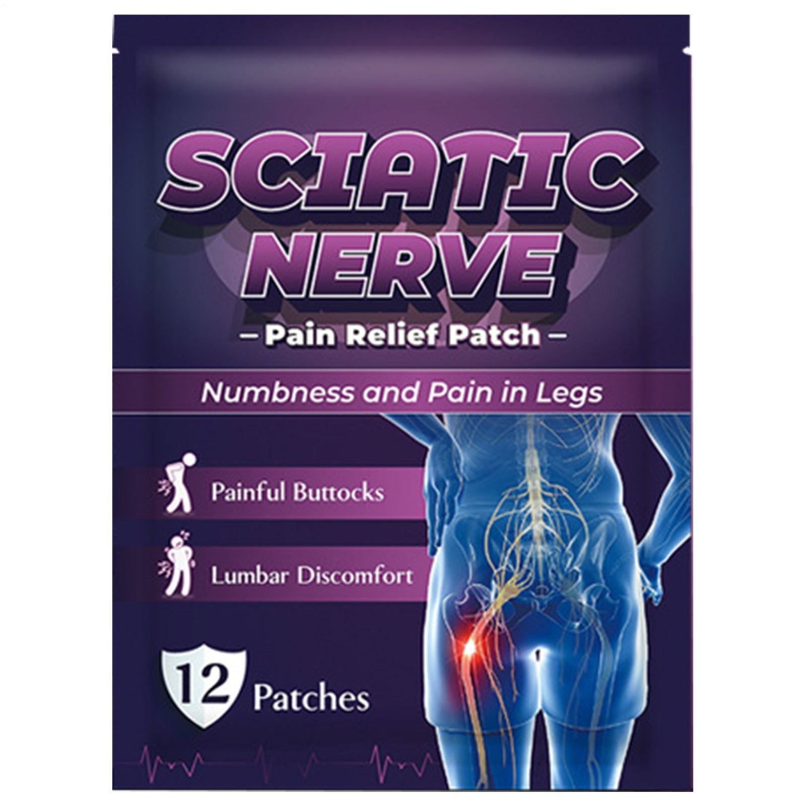 12Pcs Sciatica Pain Relief Patches Hip Bone Nerve Ache Muscle Joint