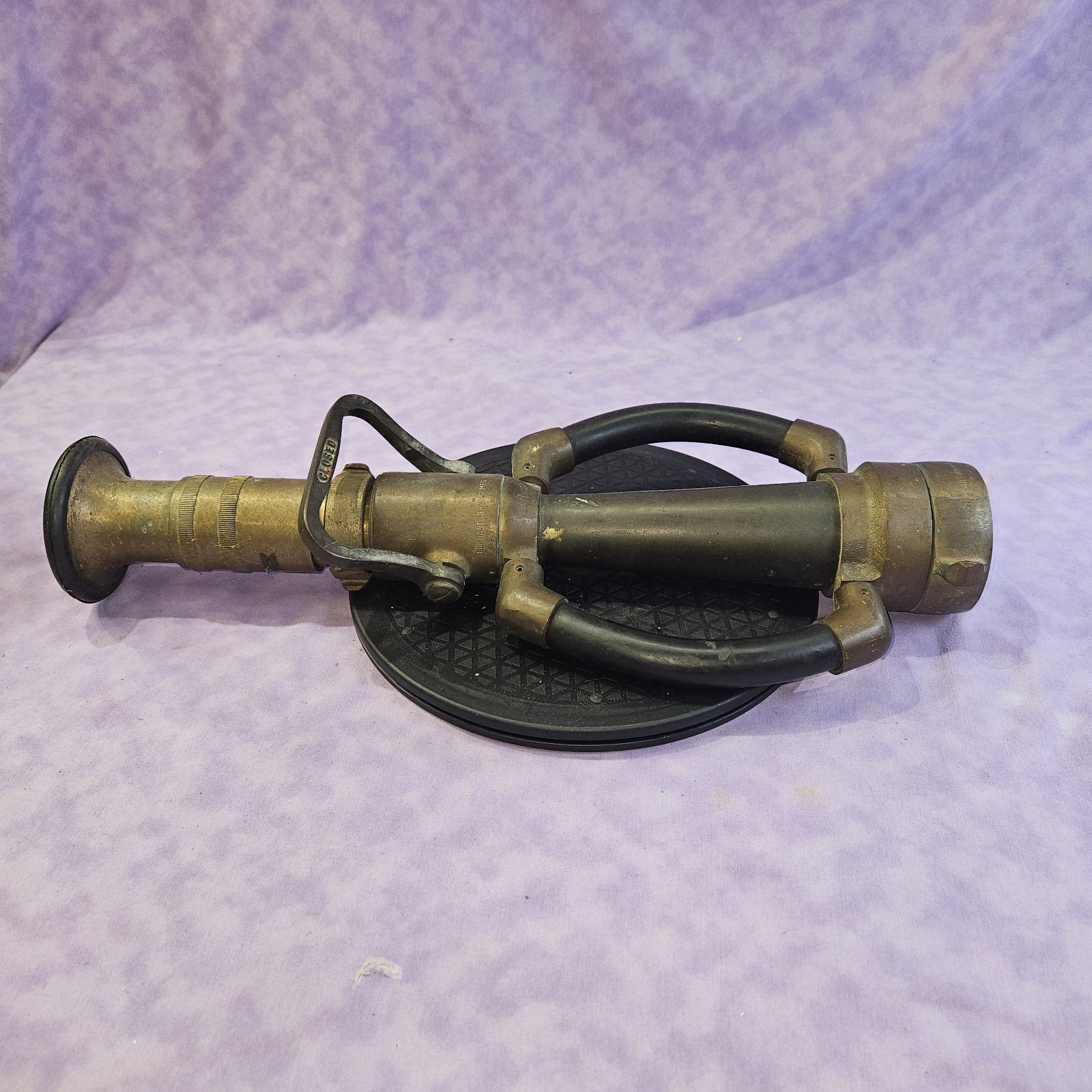 Vtg ELKHART BRASS Mfg Co Dual Handle W/Fog Nozzle Fire Equipment, IS UNTESTED