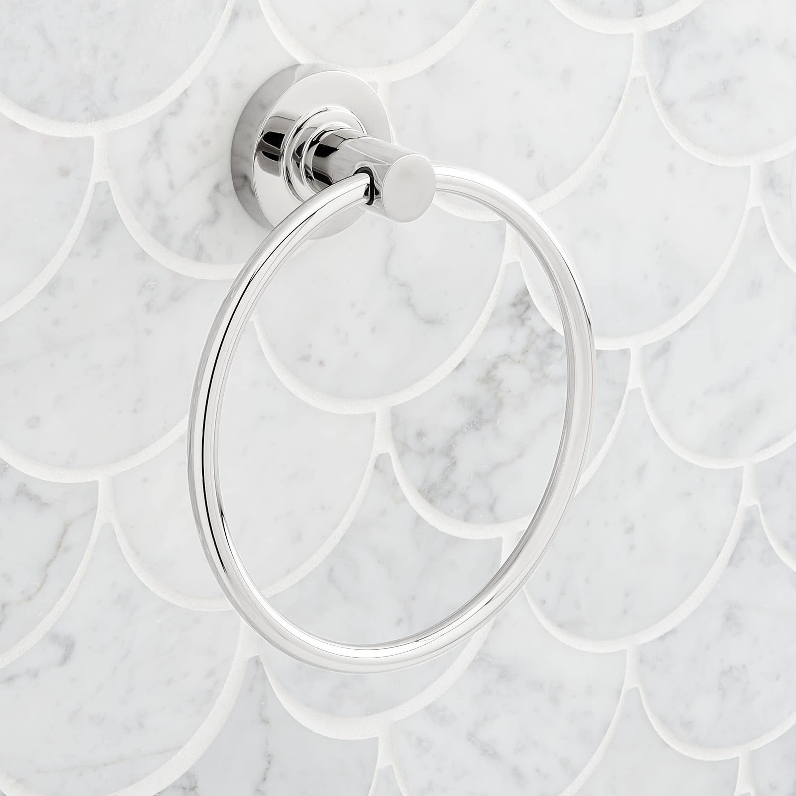Signature Hardware Lexia Wall Mounted Towel Ring, Polished Nickel, 6-5/16 in