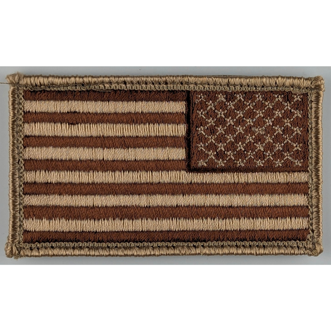 Reverse American Flag Patch - Subdued Desert Sand Tan - Hook Fastener Patch