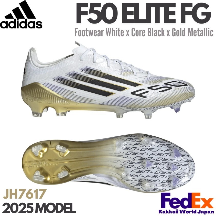 adidas Soccer Cleats F50 ELITE FG Footwear White/ Gold Metallic JH7617 2025 NEW!