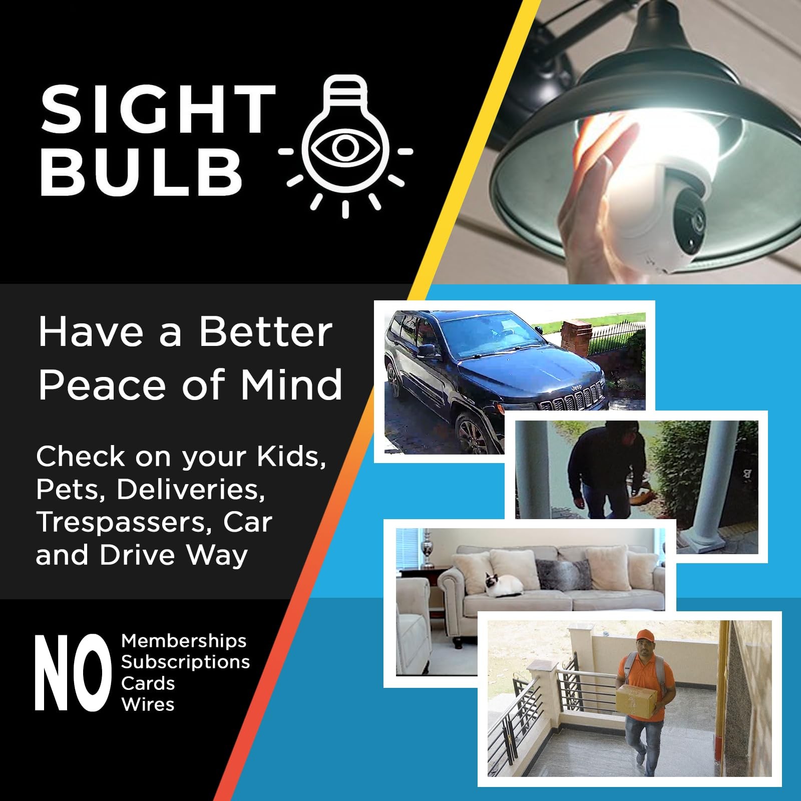 Sight Bulb Security Camera HD Video WiFi Camera Night Vision Motion Detection