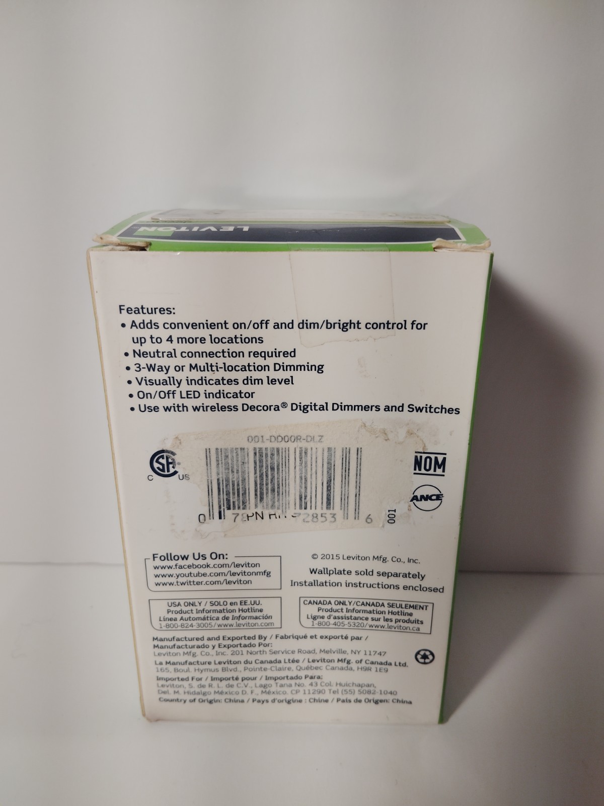 Leviton DD00R-DLZ Decora switch for multi-location 120V