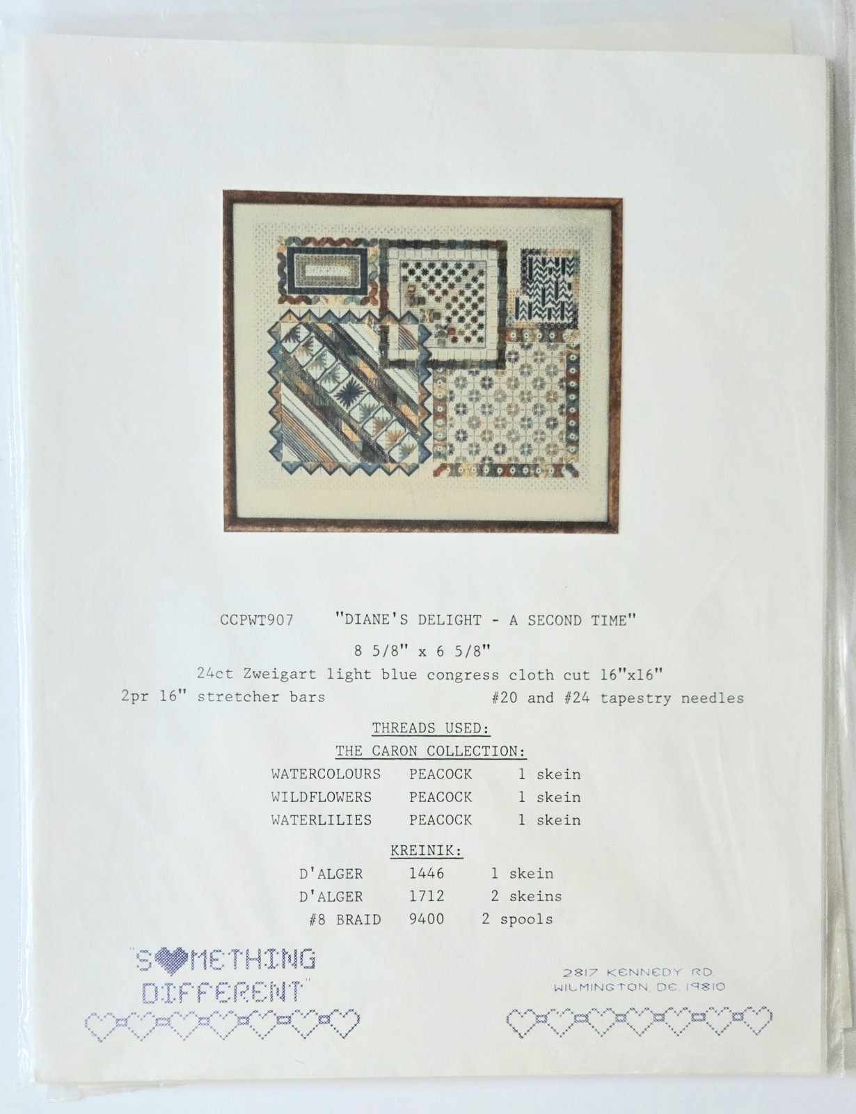 SOMETHING DIFFERENT DIANE'S DELIGHT TAPESTRY NEEDLEPOINT PATTERN BOOKLET, UNUSED