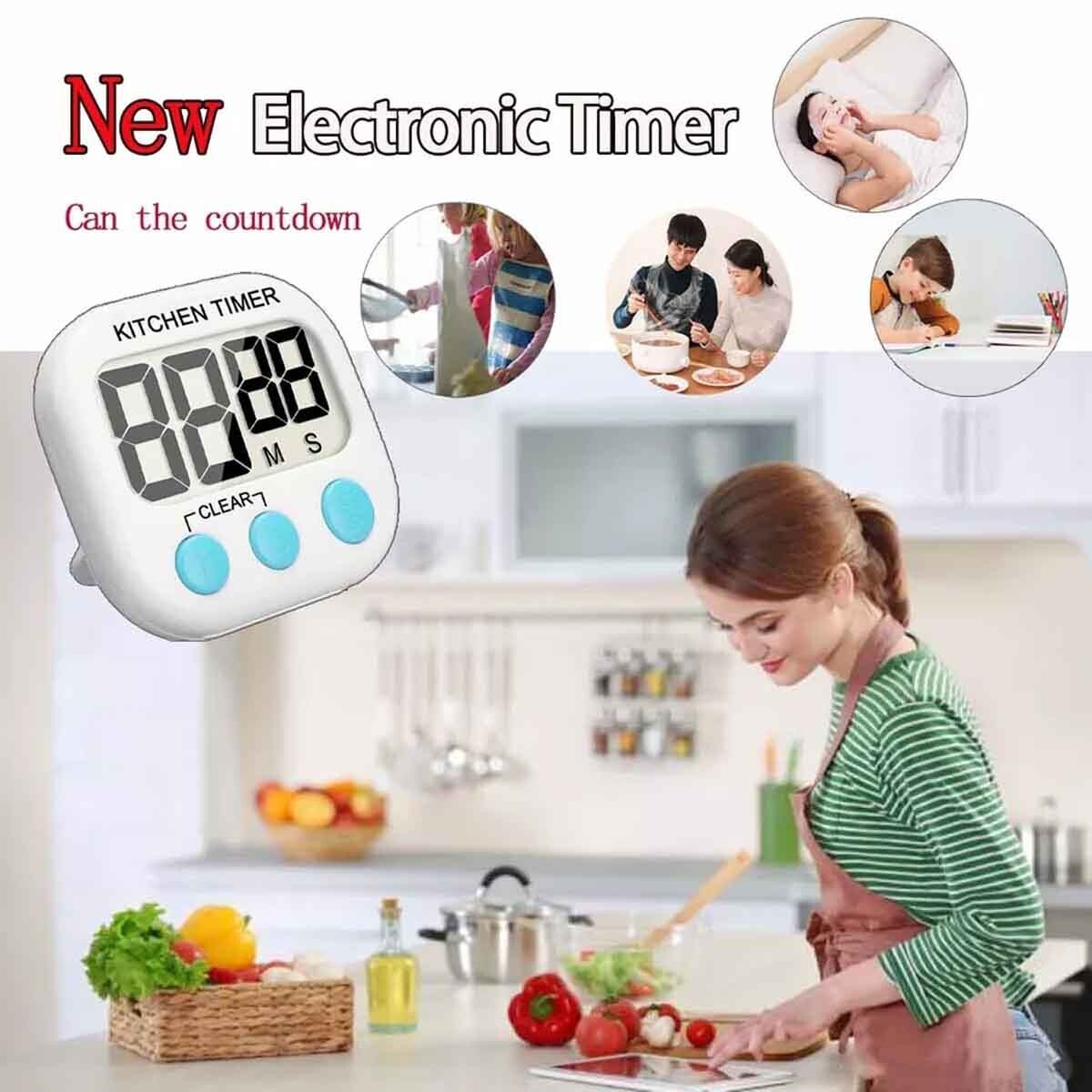2x small digital kitchen timer magnetic back countdown Countdown boiling soup