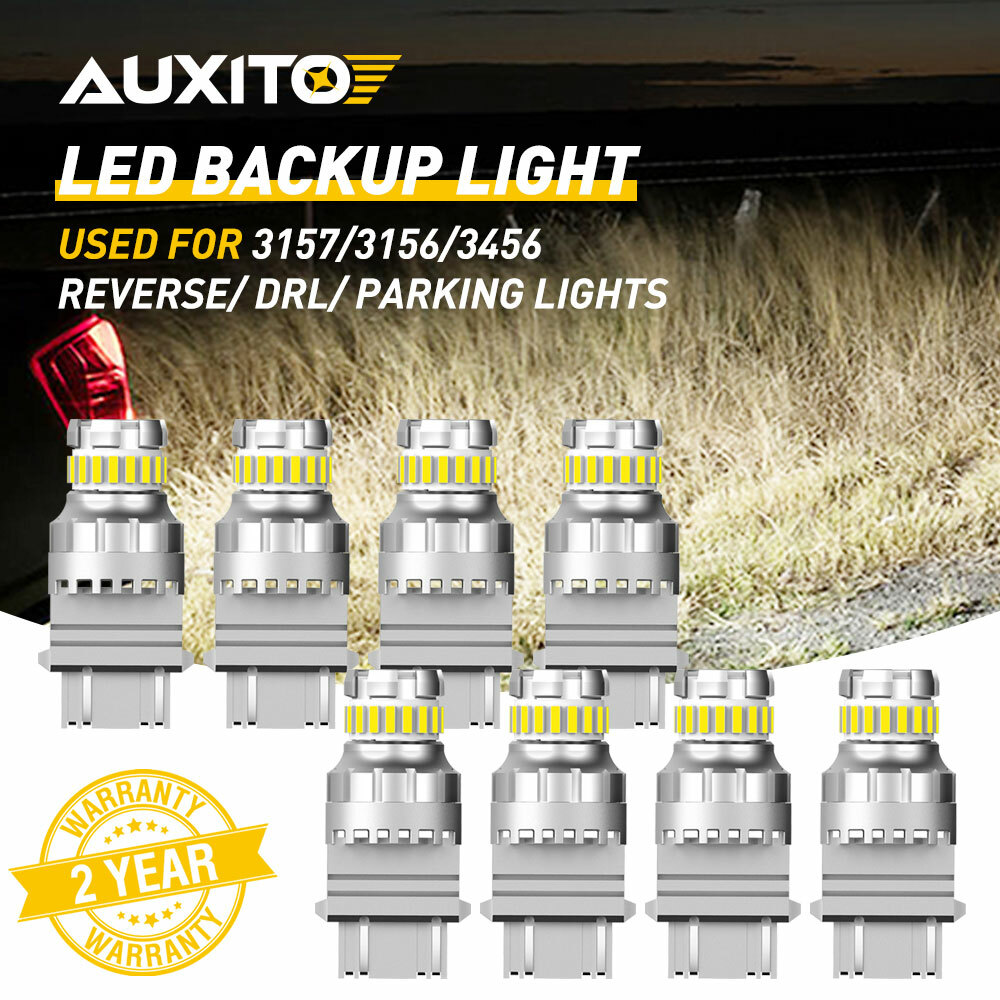 8x White 3157 3156 LED Tail Parking Backup Reverse Turn Signal Light DRL Bulbs