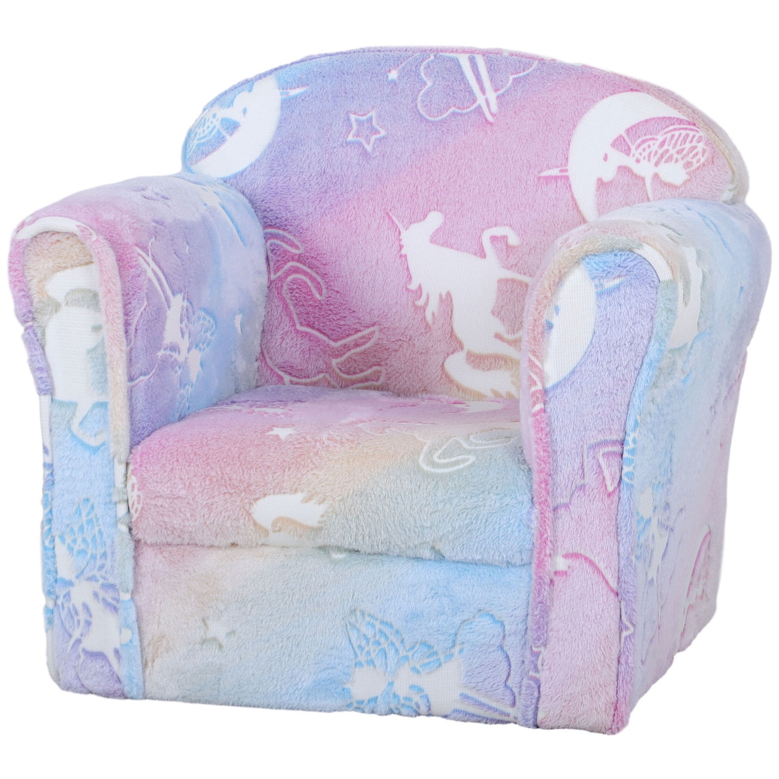 Kids Sofa Chair, Toddler Sofa with Glow in the Dark Fairy Design & Wooden Frame