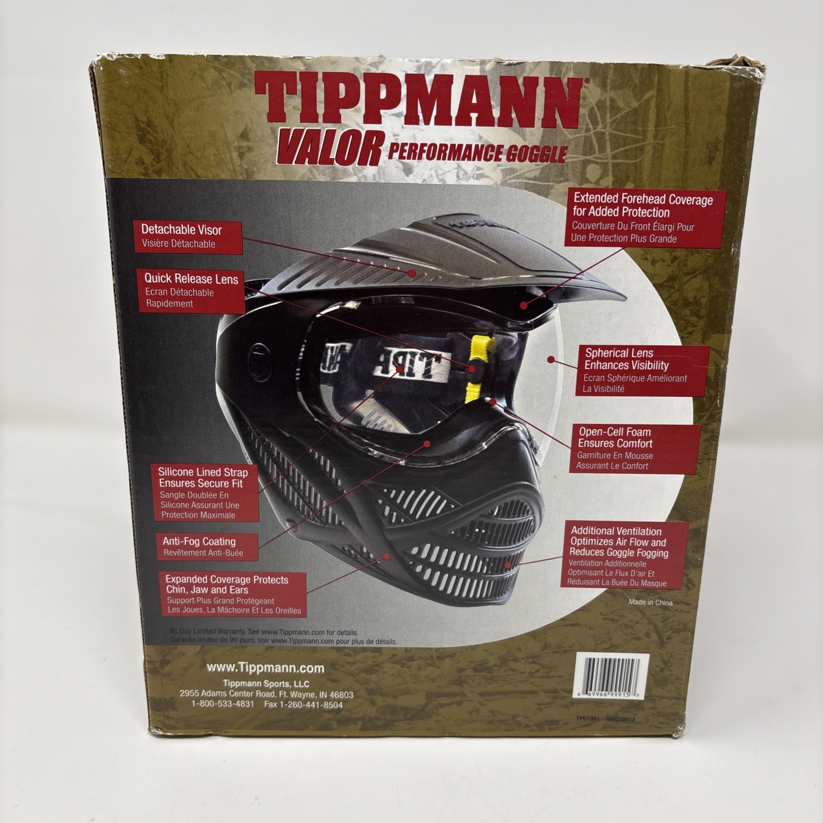 Tippmann Valor Paintball Goggle Anti-fog Face Mask Black New In Box