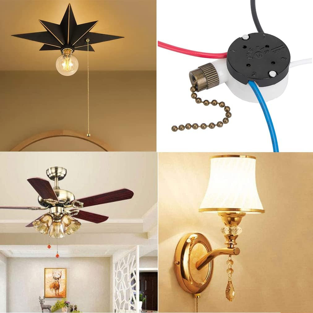 Bronze Ceiling Fan Switch 3 Speed Pull Chain Compatible With Hunter Hampton Bay
