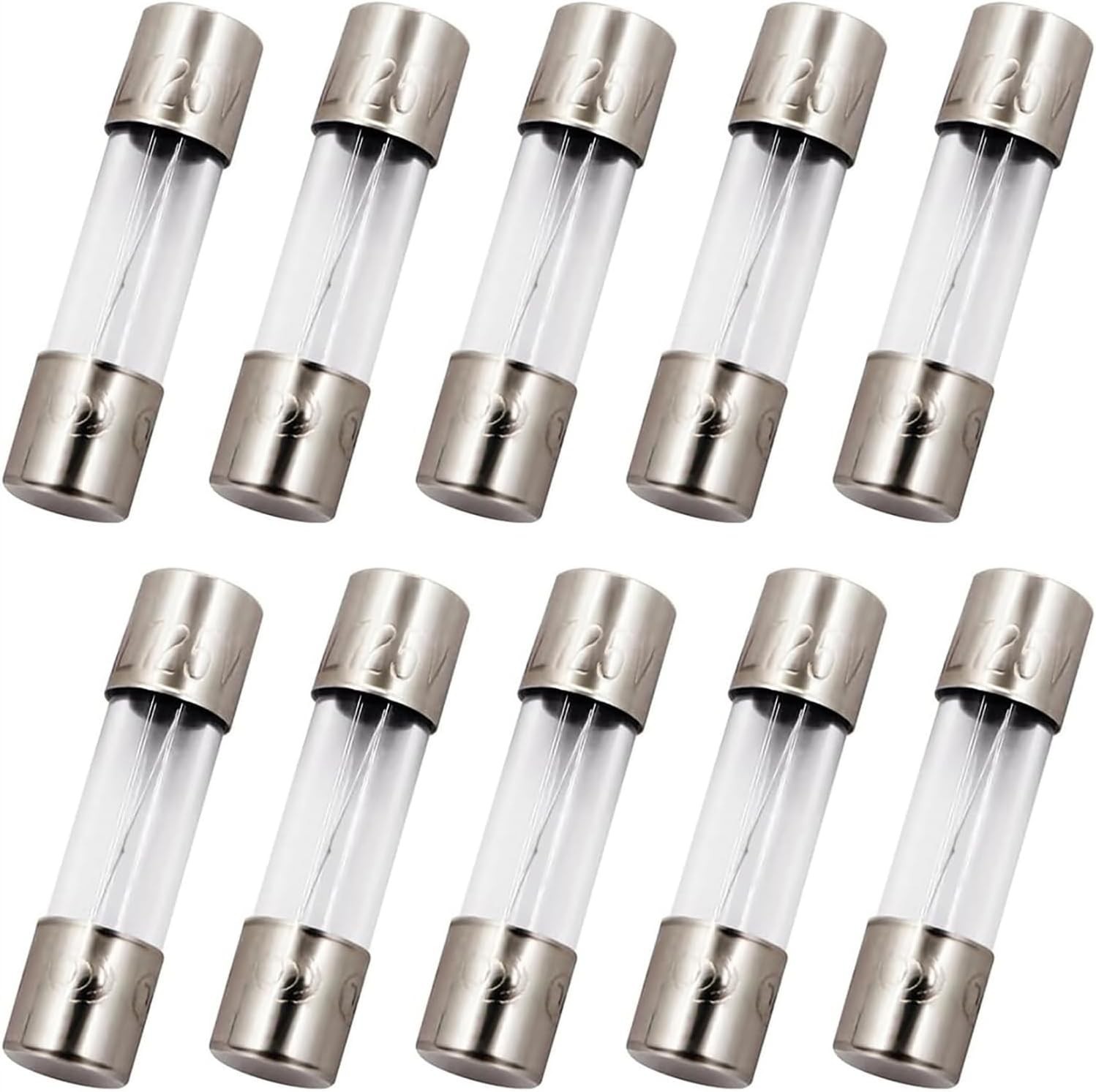 SIXQJZML 10 Pack F10AL Fast-Blow Fuse 10A 10amp 125V Glass Fuses 0.2 x 0.78 inch