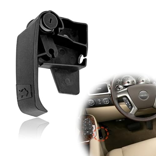 Hood Latch Release Pull Handle ABS Black Replacement for 1995-2007 GMC Cadilac