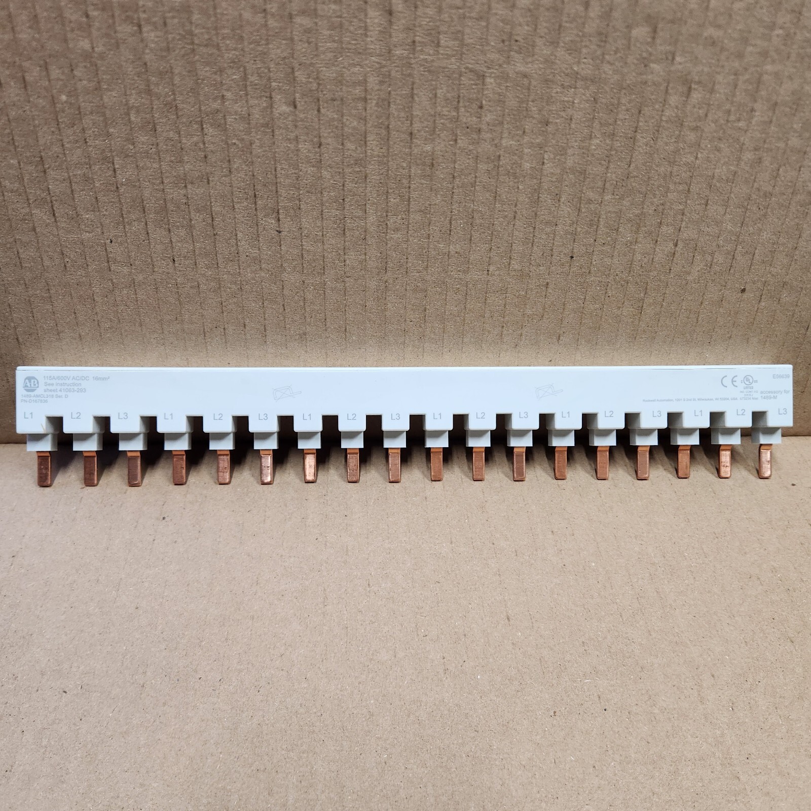 New Allen Bradley  1489-AMCL318  Bus Bar / 3 Pole / 18 Pin