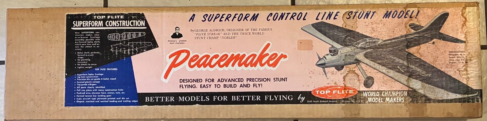 Top Flite Peacemaker kit for Control Line Aerobatic Model Airplane