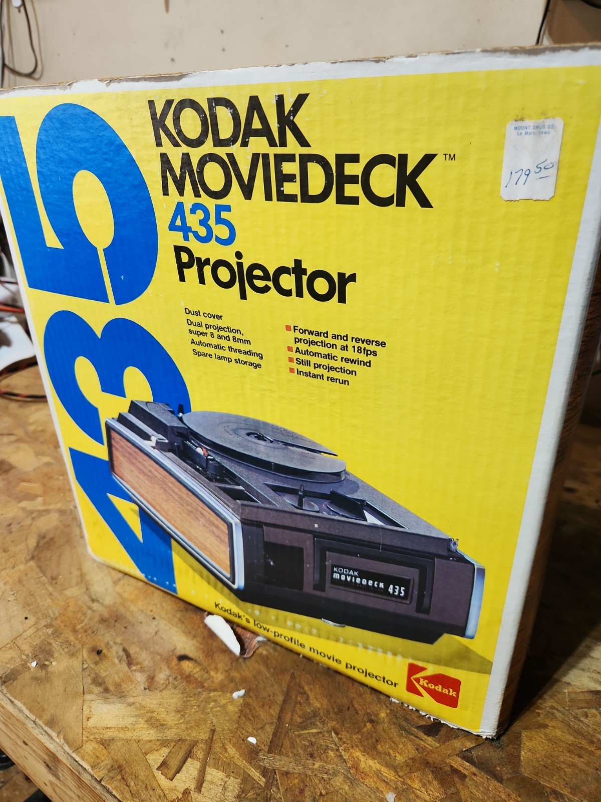 KODAK MovieDeck 435 Movie Film Projector 8mm W/ Box Manual Original Price Tag