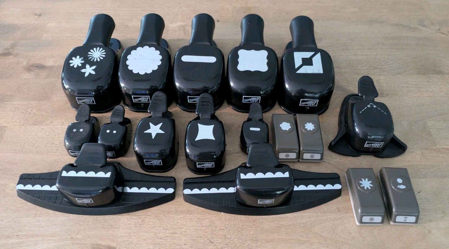Stampin' Up! Paper Punch Lot of 17 Punches Paper Shapers Black Whale Tails