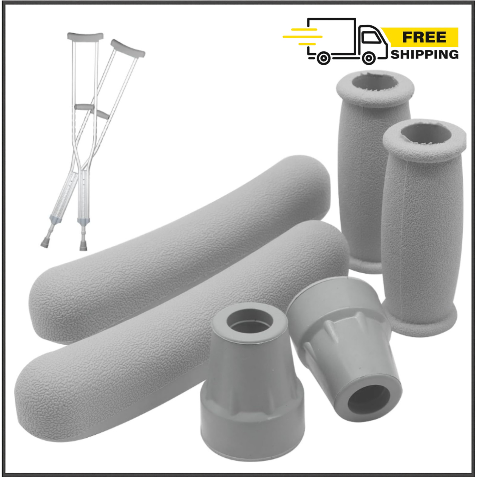 Gray 6PCS Crutch Pads and Tips Replacement Set for Underarm Walking Crutches ?