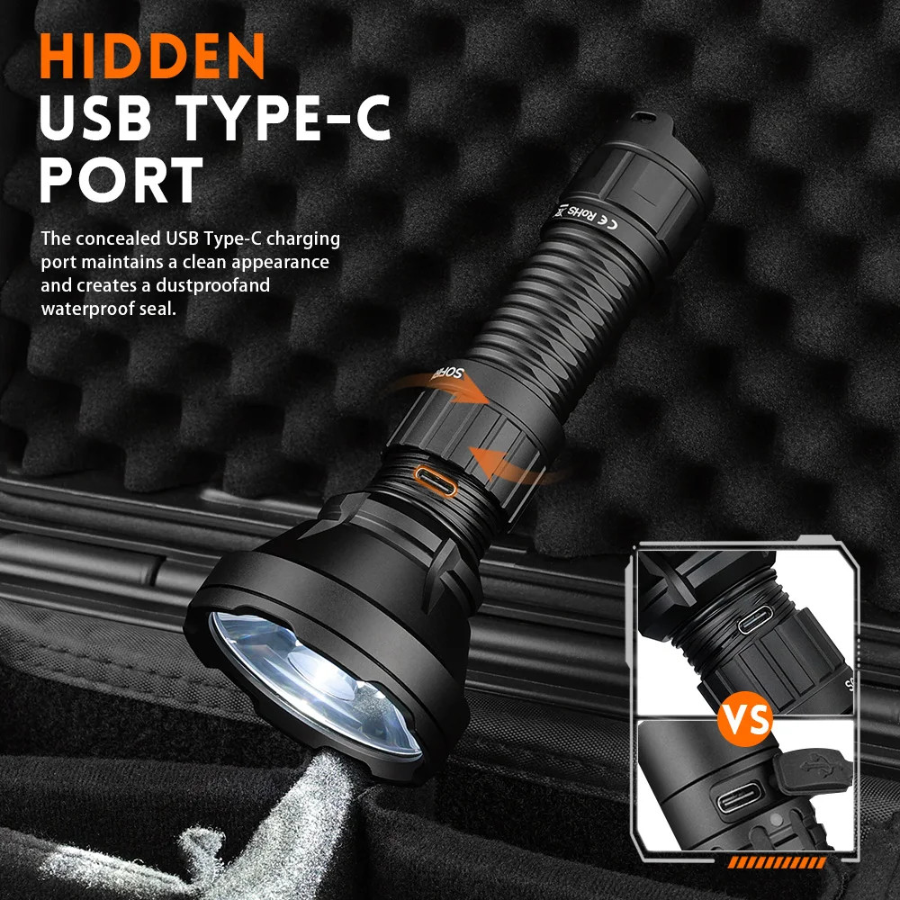 Sofirn SF26 Tactical Flashlight 2000LM 964m USB-C Rechargeable 21700 IPX8
