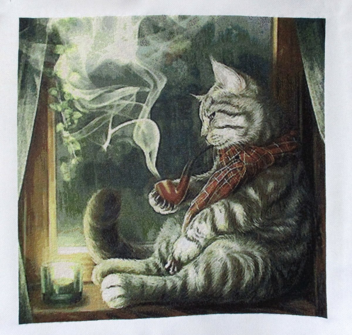 Cat Smoking Cigar 218 - Chart Counted Cross Stitch Pattern Needlework