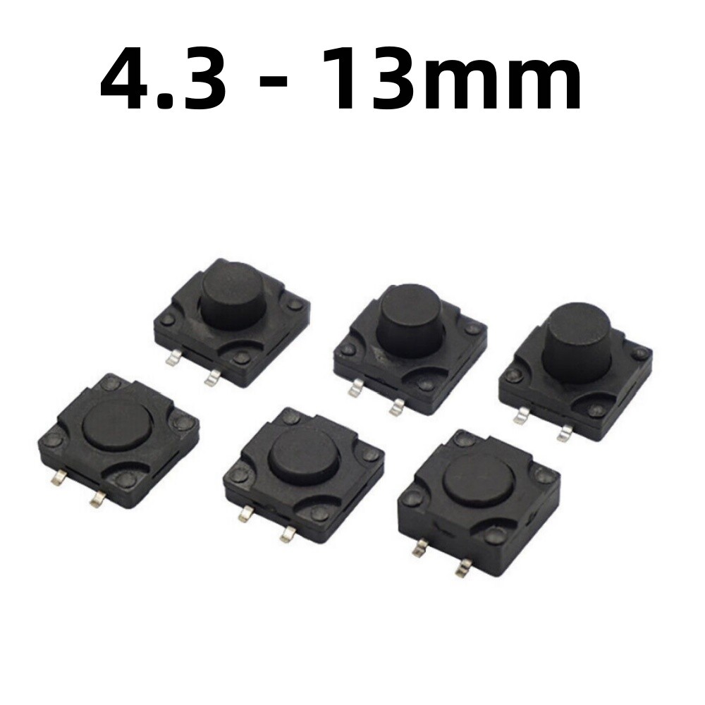 4.3 - 13mm 12x12mm SMD SMT Momentary Tactile Push Button Switch SPST Waterproof