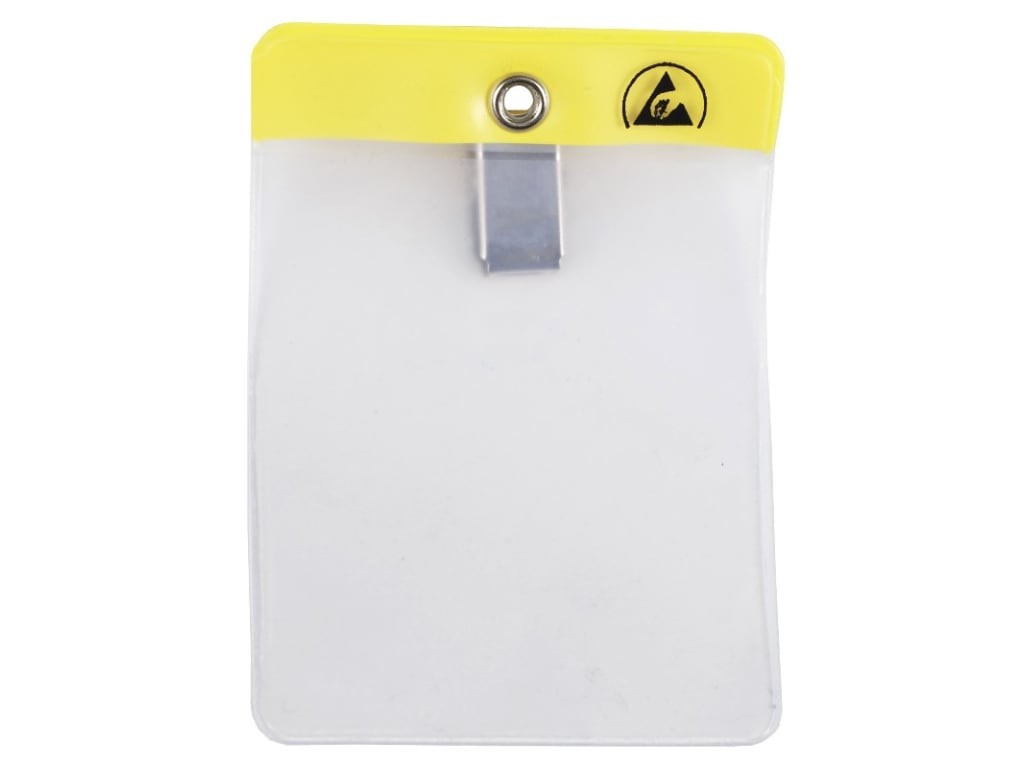 Menda 35010 - ESD badge holder w/clip, vertical, 2.375' x 3'