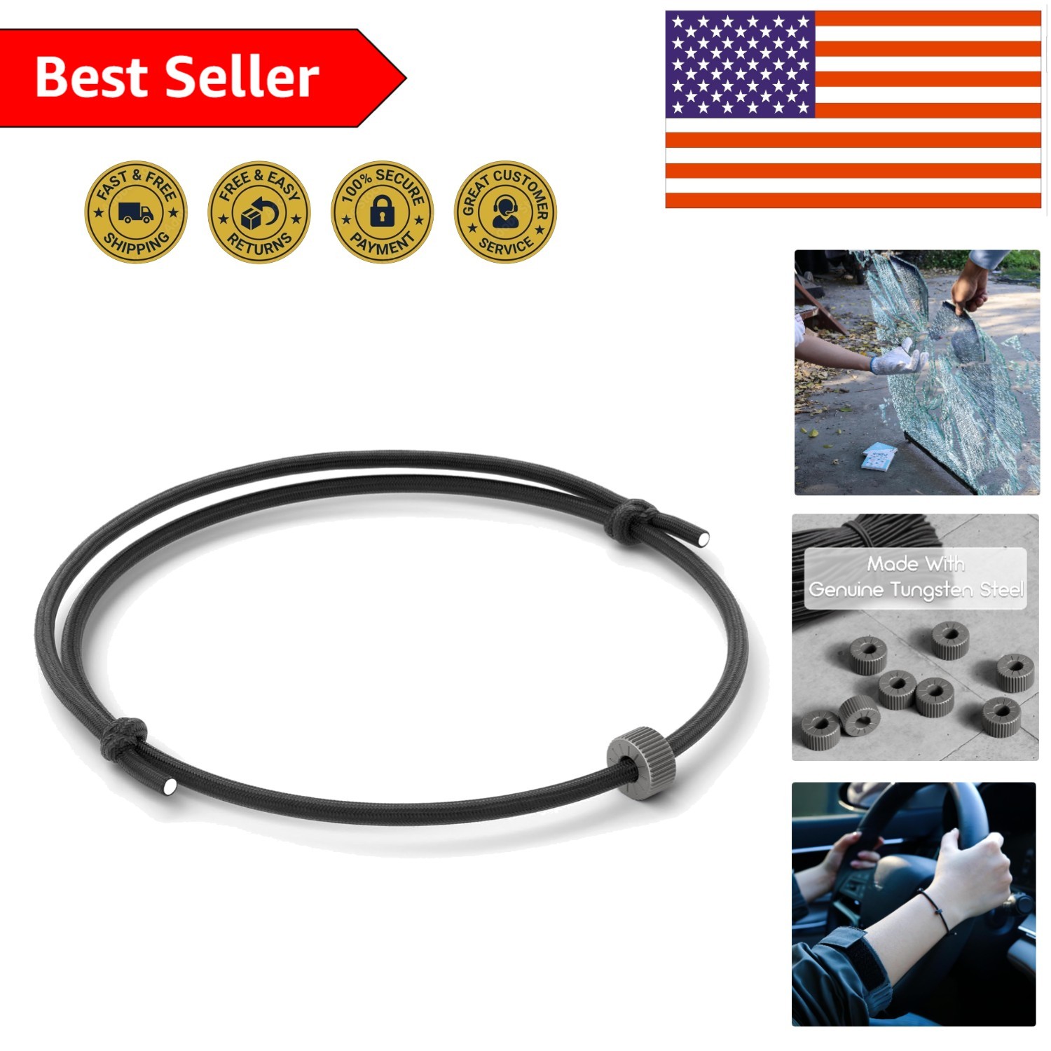 Stylish Tungsten Escape Bracelet - Essential Emergency Window Breaker for Men