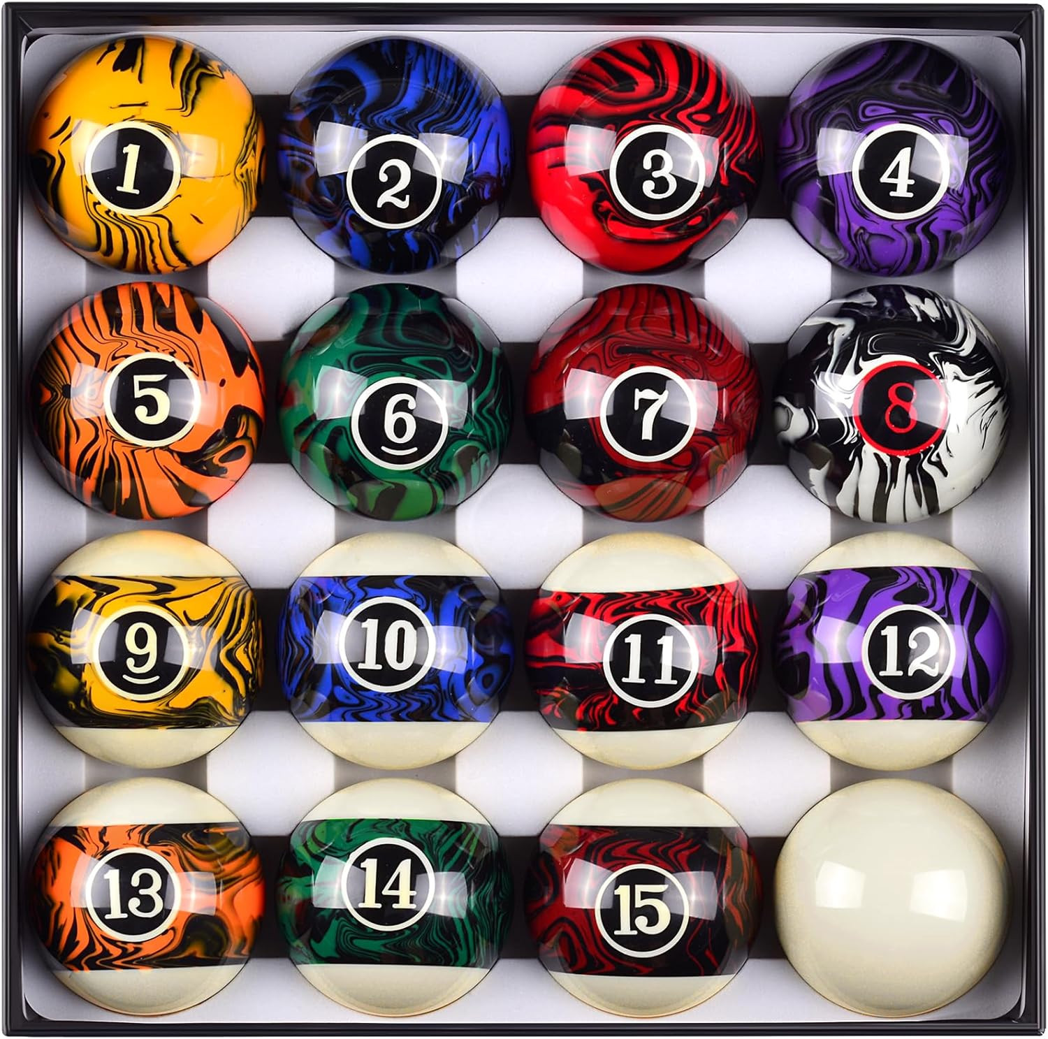 Billiard Balls Complete 16 Ball Set Pool Table Regulation 2 1 4 Size Game