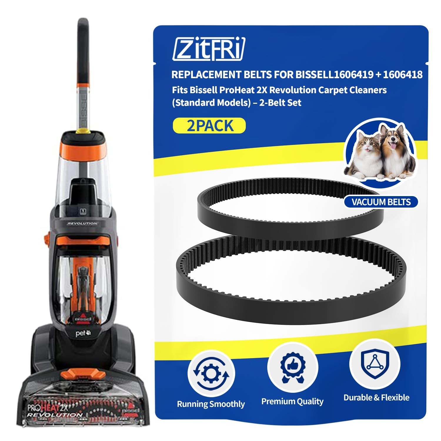 Replacement Belt Set for Bissell ProHeat 2X Revolution Pet Carpet Cleaner 154...