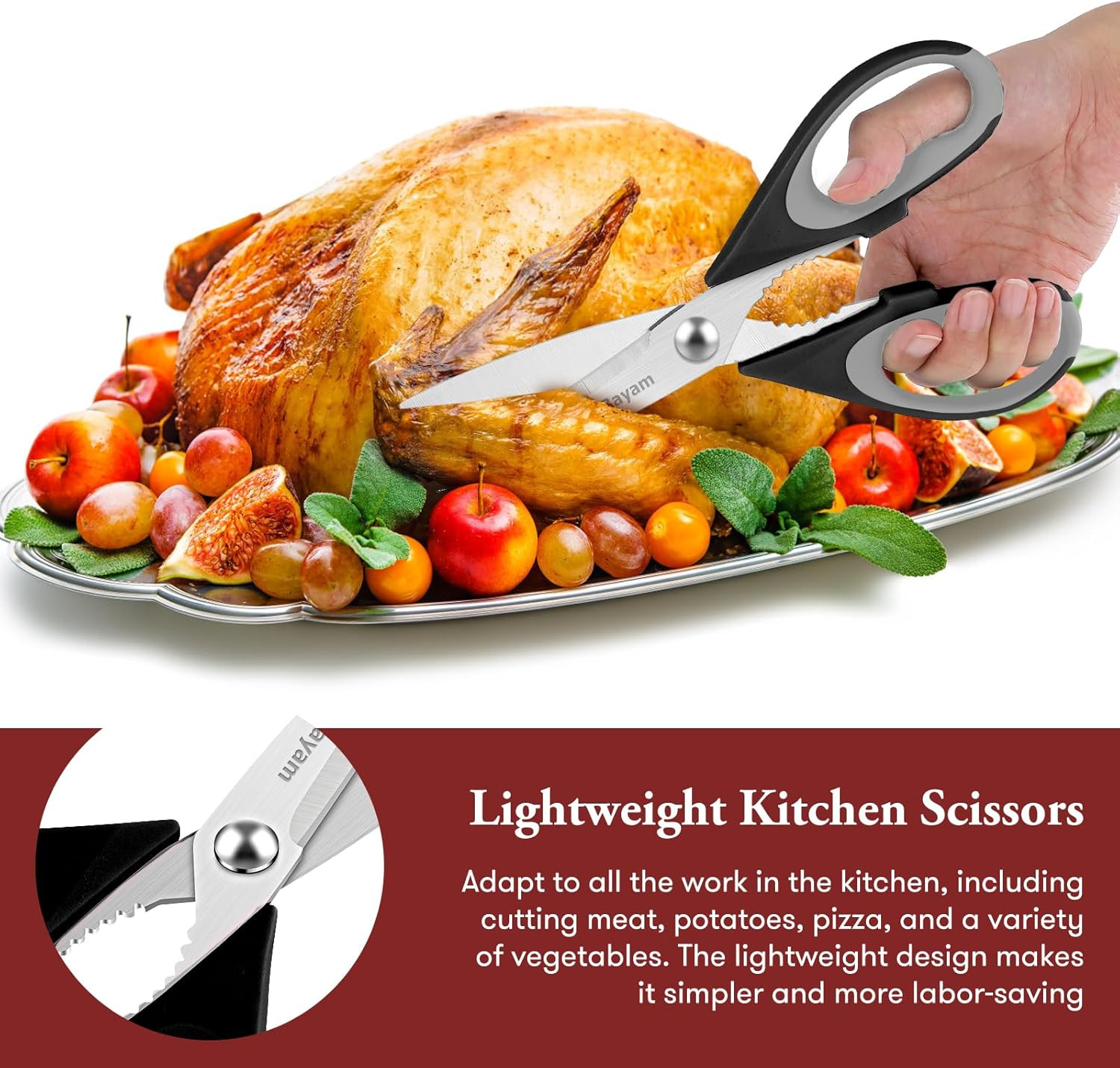 Kitchen Gadgets Utensils Set for Home, 8.5" Kitchen Scissors with Sheath, Black