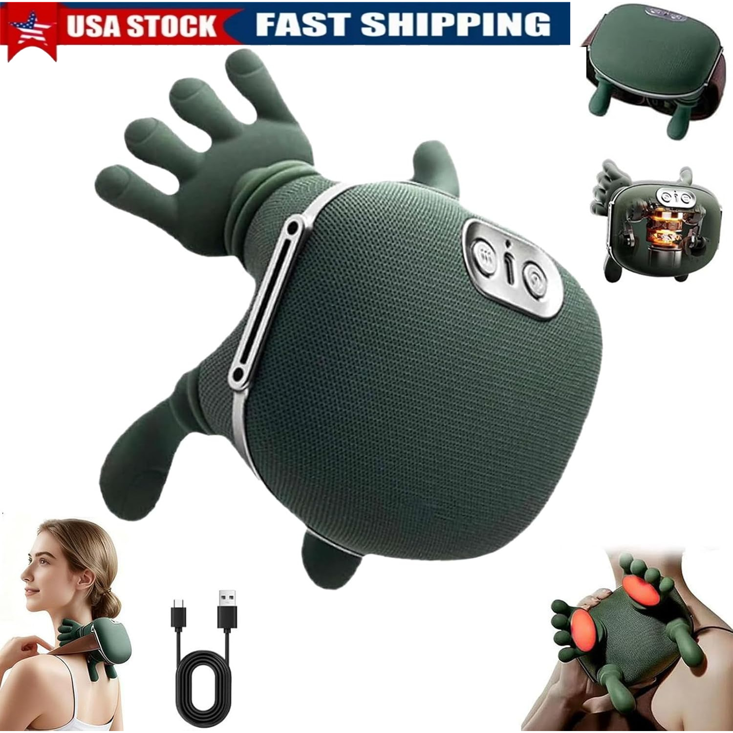Electric Neck & Shoulder Massager with Heat Shiatsu 4D Kneading Pain Relief NEW